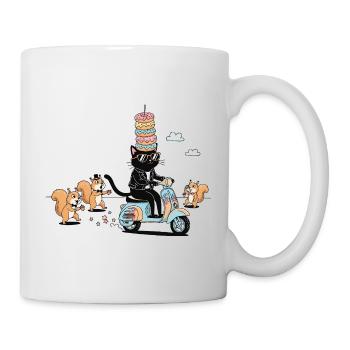 Donut Crown Cat Scooter Funny Cat Motif - Mug - white - Right
