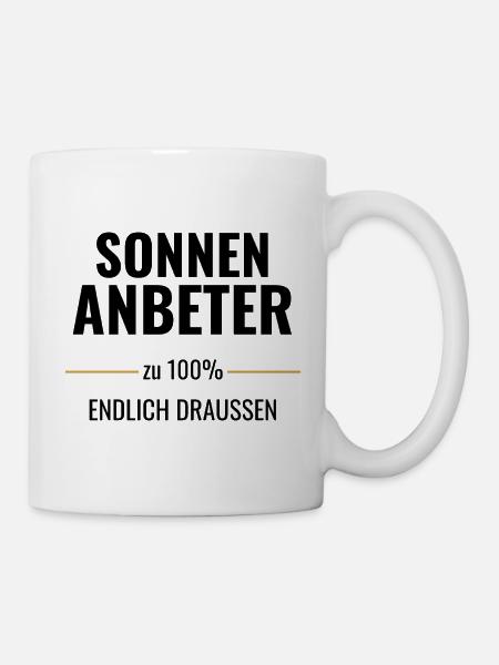 Sonnenanbeter zu 100% Endlich draußen - Tasse - Weiß