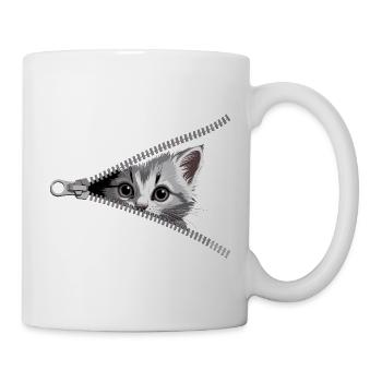 Cat Zipper Cat Mom Cat Cute Cats - Mug - white - Right