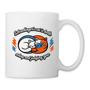 Schrödinger's cat: Sleeping and judging - Mug - white - Right