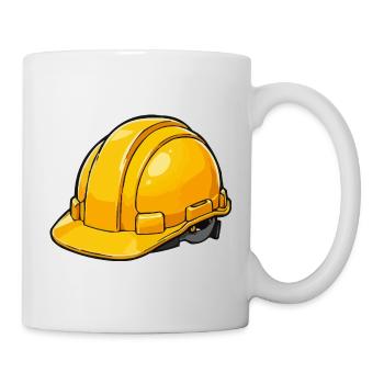 Gelber Bauhelm Cartoon Stil - Tasse - Weiß - Rechts