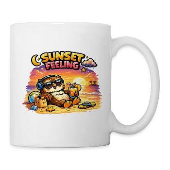 Escapade de la chouette au coucher du soleil - Mug blanc - blanc - Droite