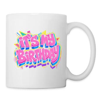 C’est mon anniversaire Colorfest de graffiti - Mug blanc - blanc - Droite