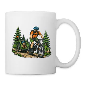 Père Vélo Enfant Trailer Trail VTT Famille Père - Mug blanc - blanc - Droite