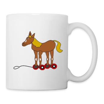 Dessin animé cheval avec des patins à roulettes - Mug blanc - blanc - Droite