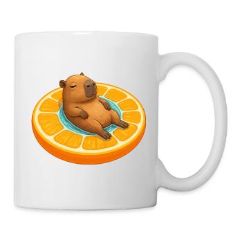 Capybara détendu sur tranche d’orange - Mug blanc - blanc - Droite