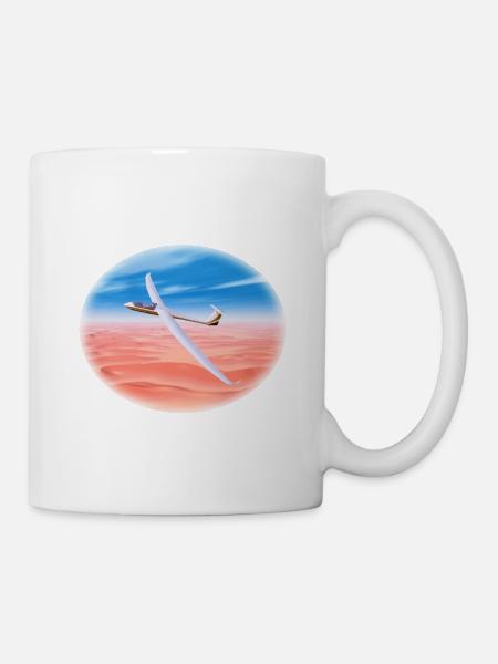 Segelflugzeug über Sandwüste - Tasse - Weiß