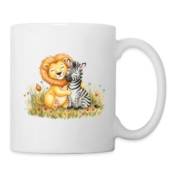 Löwe und Zebra Freundschaft - Tasse - Weiß - Rechts