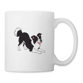 Pose joyeuse du Border Collie - Mug blanc - blanc - Droite