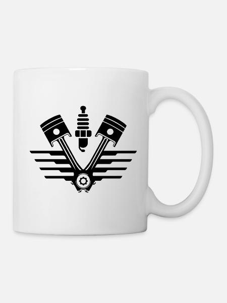 Motor Kolben Werkstatt Symbol - Tasse - Weiß