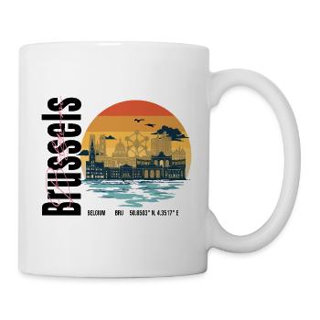 Magnifique art de la skyline de Bruxelles - Mug blanc - blanc - Droite