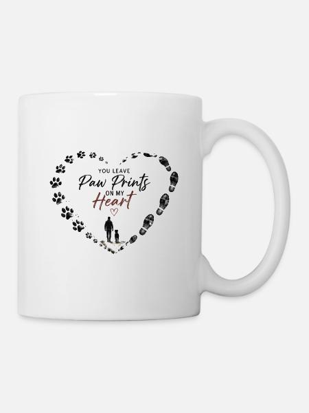 Pfotenabdruck im Herzen - Tasse - Weiß