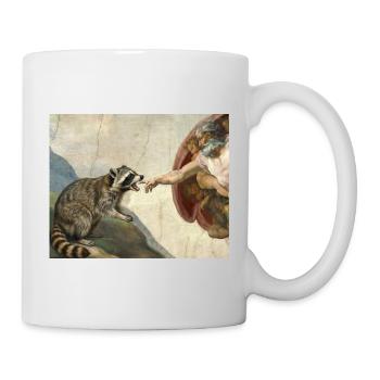 raccoon beating god's hand raccoon meme - Mug - white - Right
