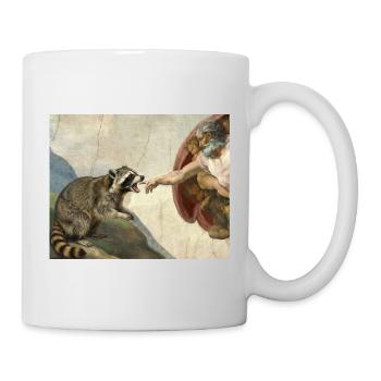 raccoon beating god's hand raccoon meme - Mug - white - Right