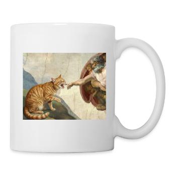 Cat Slaps God's Hand Funny Cats Meme - Mug - white - Right