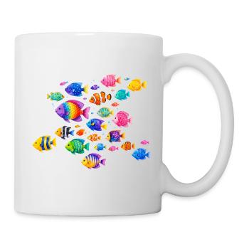 Illustration colorée de poissons tropicaux - Mug blanc - blanc - Droite