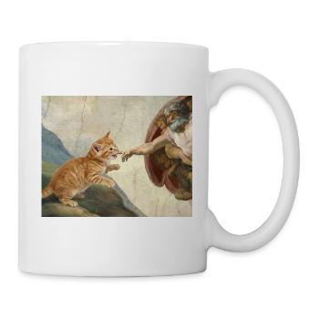 Chat gifle la main de Dieu Mème des chats drôles - Mug blanc - blanc - Droite
