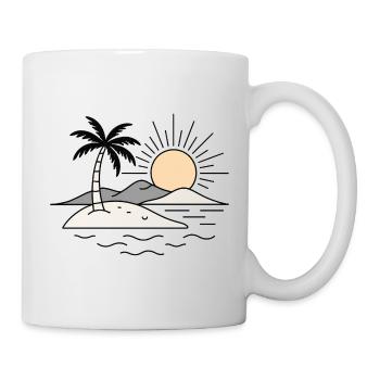 Conception minimaliste de vacances au coucher de soleil sur une île tropicale - Mug blanc - blanc - Droite