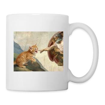 Chat gifle la main de Dieu Mème des chats drôles - Mug blanc - blanc - Droite