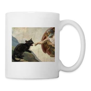 Katze Schlägt Gottes Hand Lustiges Katzen meme - Tasse - Weiß - Rechts
