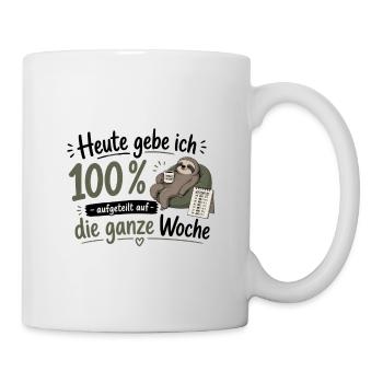 100% Energie verteilt: Wochenplan-Sloth - Tasse - Weiß - Rechts