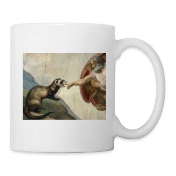 Ferret Beats God's Hand Ferret Meme - Mug - white - Right