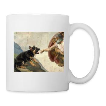 Mème du chien berger de la main du chien Dieu - Mug blanc - blanc - Droite
