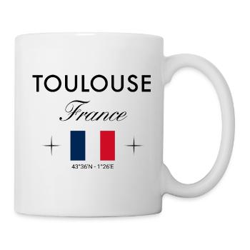 Toulouse Frankreich Koordinaten Reise Souvenir - Tasse - Weiß - Rechts