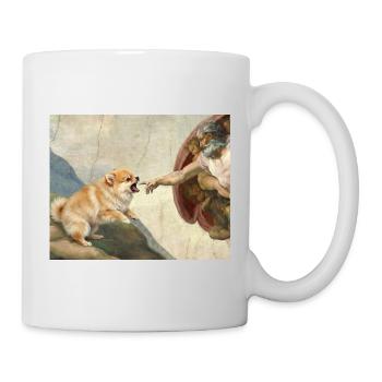 Dog God Hand Pomeranian Dog meme - Mug - white - Right
