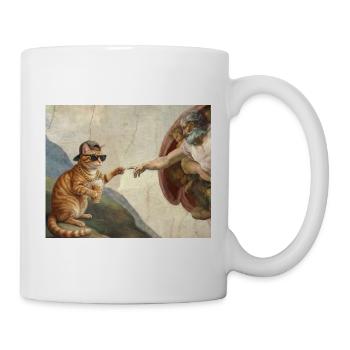 Chat gifle la main de Dieu Mème des chats drôles - Mug blanc - blanc - Droite