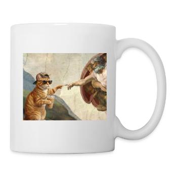Katze Schlägt Gottes Hand Lustiges Katzen meme - Tasse - Weiß - Rechts