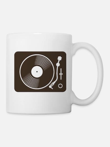 Retro Plattenspieler Vinyl Design - Tasse - Weiß