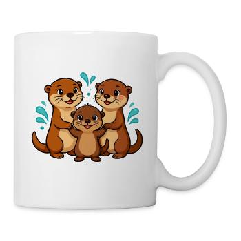 Lustige Otterfamilie - Tasse - Weiß - Rechts