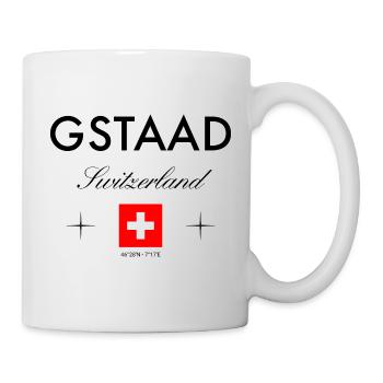 Gstaad, Switzerland, coordinates, travel, souvenir - Mug - white - Right