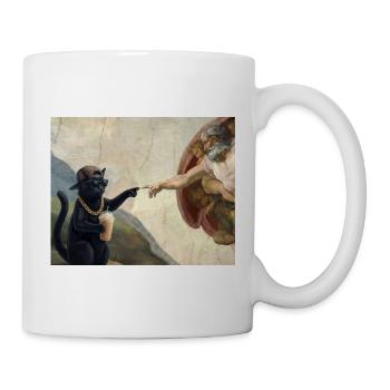 Katze Schlägt Gottes Hand Lustiges Katzen meme - Tasse - Weiß - Rechts