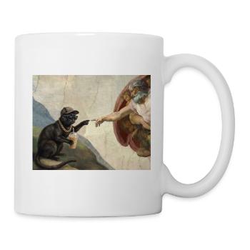 Katze Schlägt Gottes Hand Lustiges Katzen meme - Tasse - Weiß - Rechts