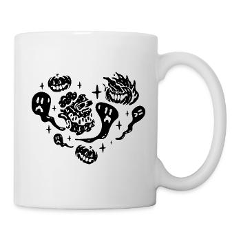 Cœur d’Halloween avec Fantôme d’Halloween - Mug blanc - blanc - Droite