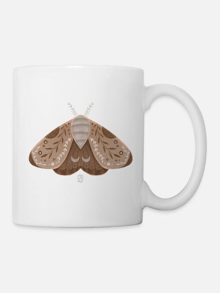 Erdige Motte mit botanischem Muster - Tasse - Weiß