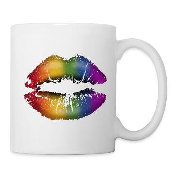Lip Kissable Lips with Lipstick LGBTQ Rainbow - Mug - white - Right