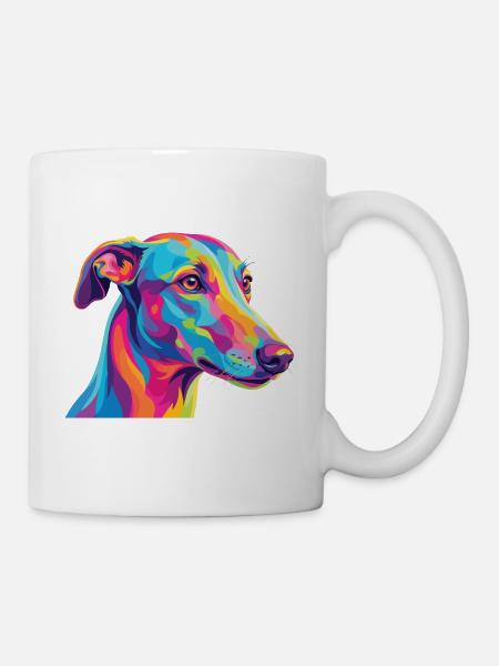 Aquarell Windhund Bunte Windhund-Kunst - Tasse - Weiß