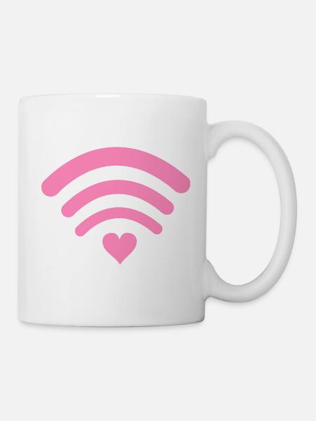Herz Wlan Wifi Logo - Tasse - Weiß