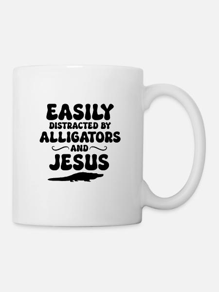 Alligatoren und Jesus - Tasse - Weiß