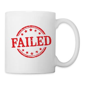 Gescheiterter Grunge-Gummistempel verzweifelter Vintage-Badg - Tasse - Weiß - Rechts