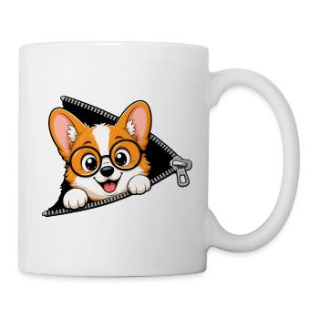 Corgi Hund Reißverschluss - Tasse - Weiß - Rechts
