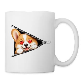Corgi Hund Reißverschluss - Tasse - Weiß - Rechts
