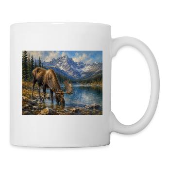 Alpen-Elch am Bergsee - Tasse - Weiß - Rechts