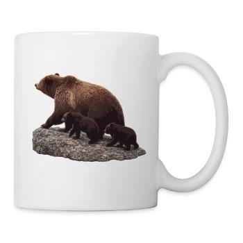 Mutterbär mit dem Jungen auf dem Felsen - Tasse - Weiß - Rechts