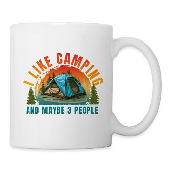 ICH CAMPE GERNE UND VIELLEICHT DREI LEUTE - Tasse - Weiß - Rechts
