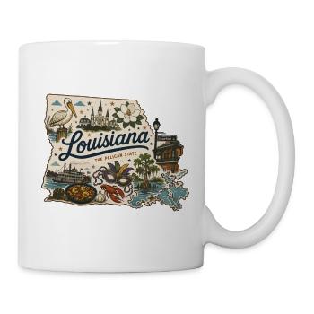 Louisiana Pelican State Vintage Reiseaufkleber - Tasse - Weiß - Rechts