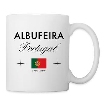 Albufeira Portugal Koordinaten Reise Souvenir - Tasse - Weiß - Rechts